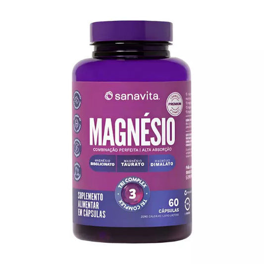 SUPLEMENTO ALIMENTAR MAGNÉSIO SANAVITA 60 CAPSULAS