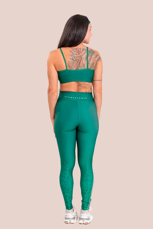 Conjunto Fitness Calça Legging e Top Estampa Digital Verde Brasil