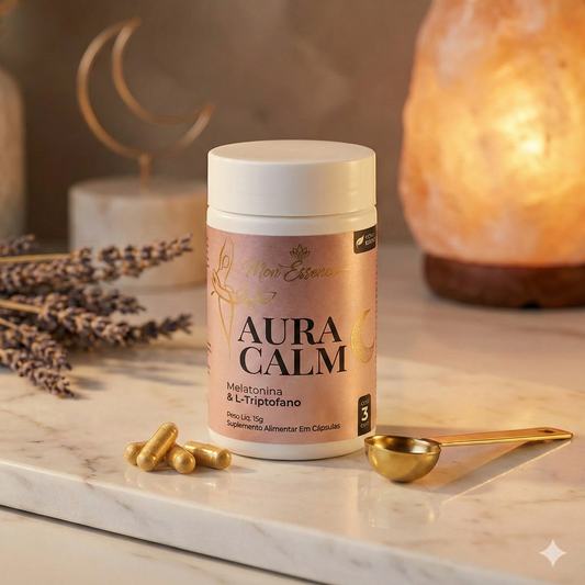 Melatonina + triptofano Aura Calm: Seu Aliado para Noites de Sono Tranquilo e Relaxamento Profundo