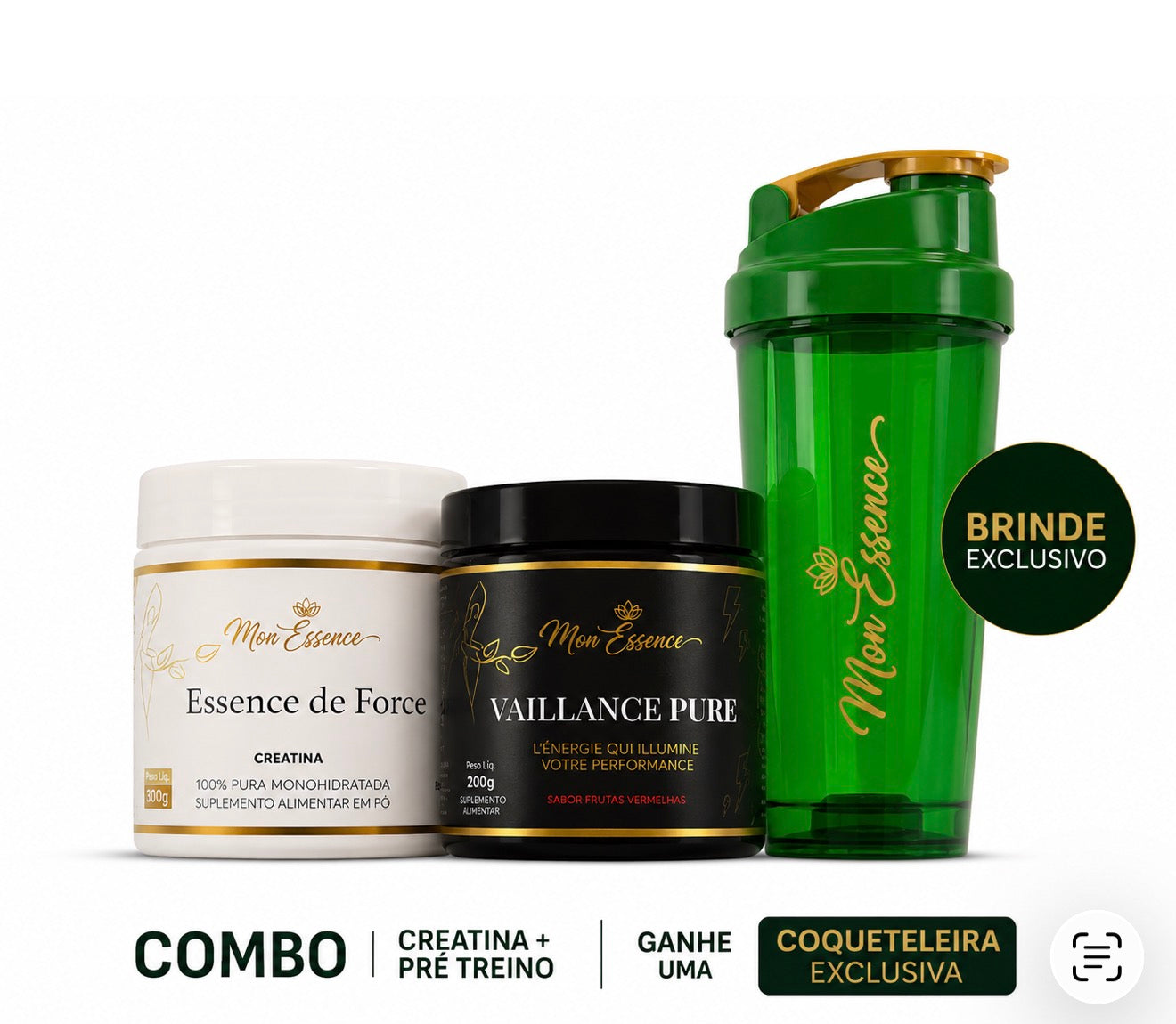 Combo Creatina + Pré Treino Ganhe Coqueteleira